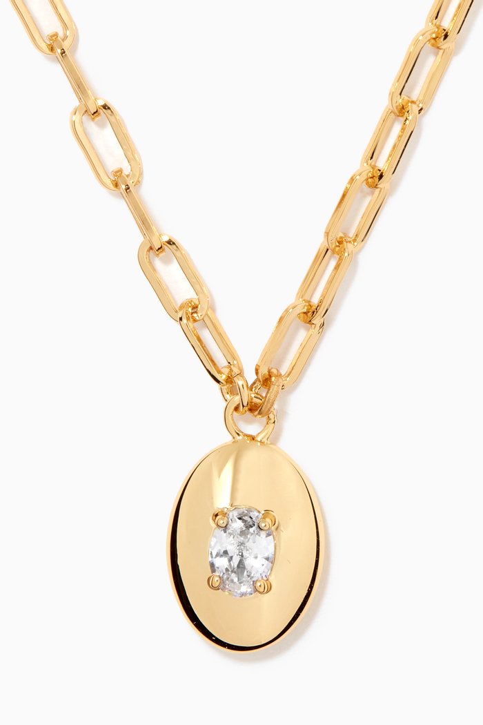 

Stone Orb Pendant Necklace in 18kt Gold Plated Brass