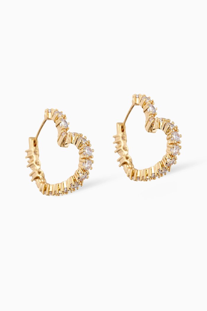 

Diamond Heart Bijoux Hoops in 18kt Gold Plated Brass