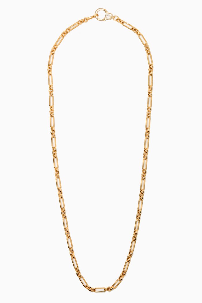 

Pavé Clasp Lariat in 18kt Gold Plated Brass