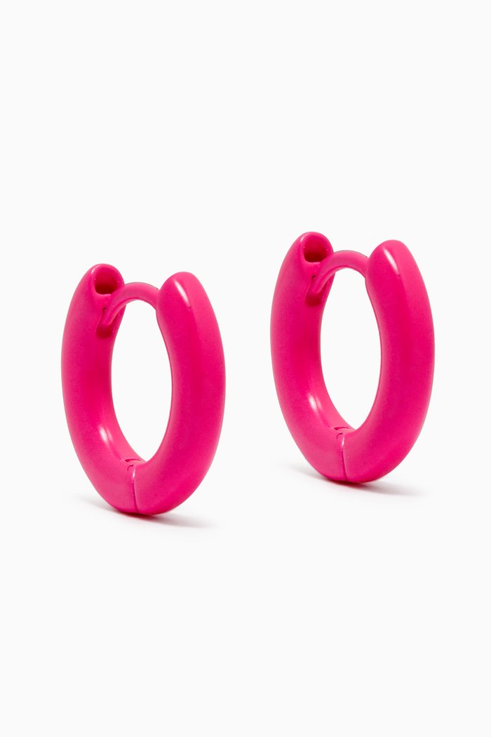 

Rainbow Amalfi Huggies in Powder-coated Brass, Pink