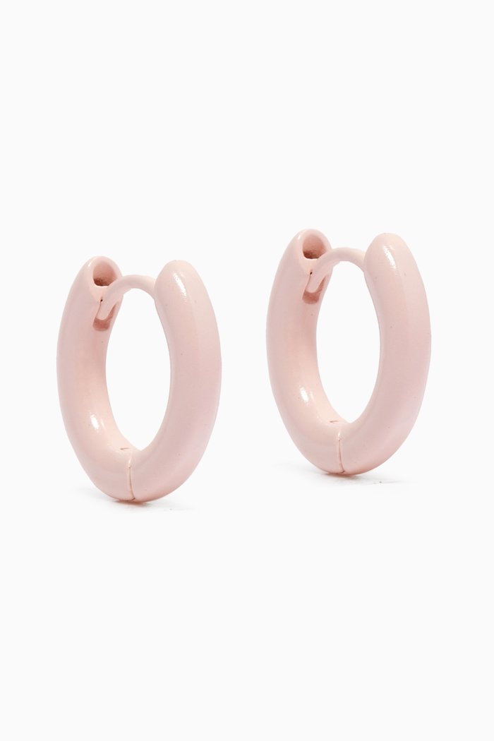 

Rainbow Amalfi Huggies in Powder-coated Brass, Pink