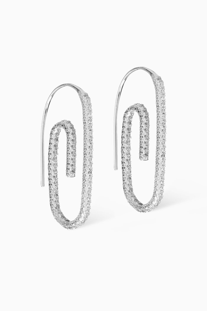 

Pavé Paper Clip Earrings in Silver Plated Brass