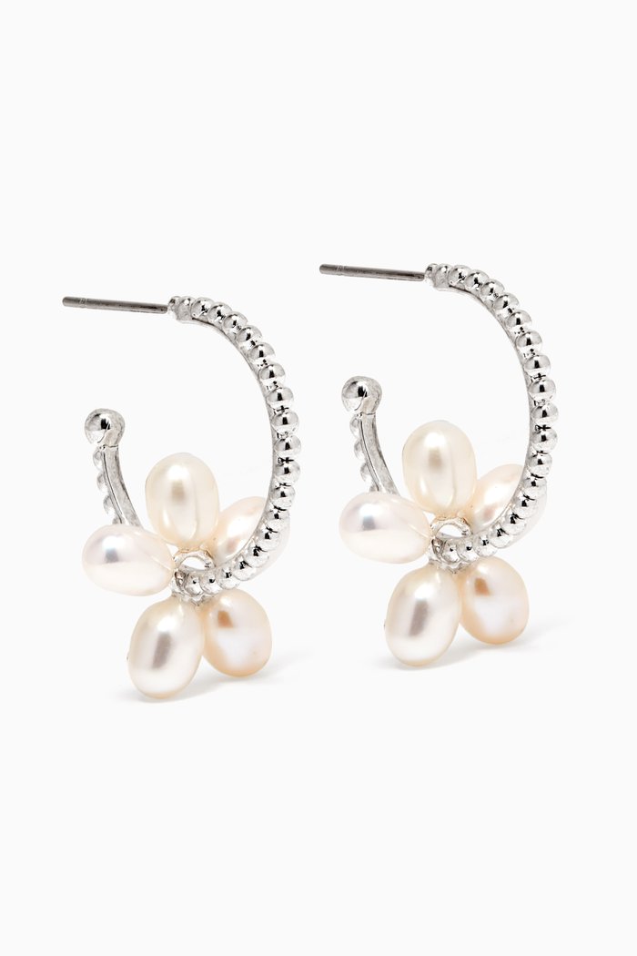 

Pearl Washer Hoops in Silver Plated Brass