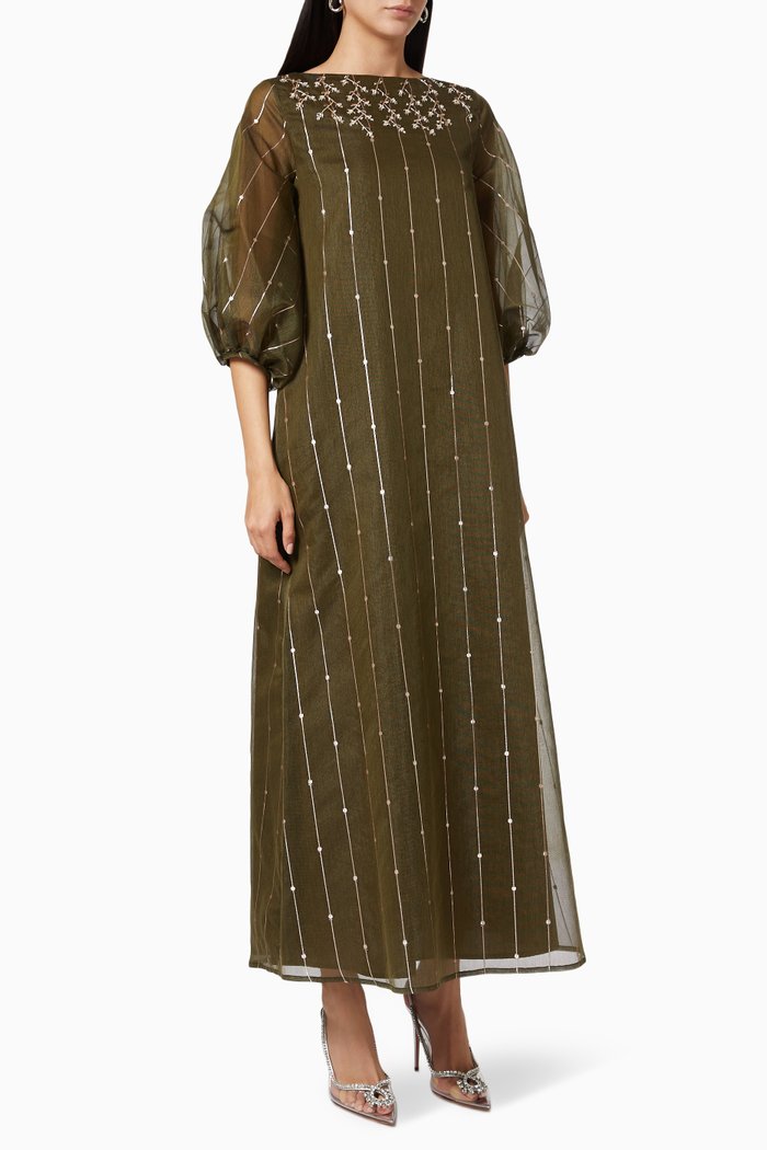 

Beaded Dress in Organza, Green