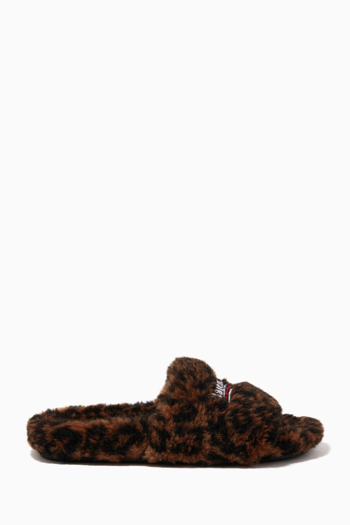 

Political Campaign Furry Slide Sandals in Leopard Faux Fur, Multicolour