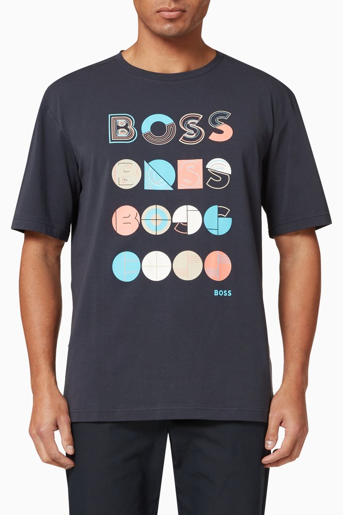 

Logo Graphic T-Shirt in Stretch Cotton, Blue