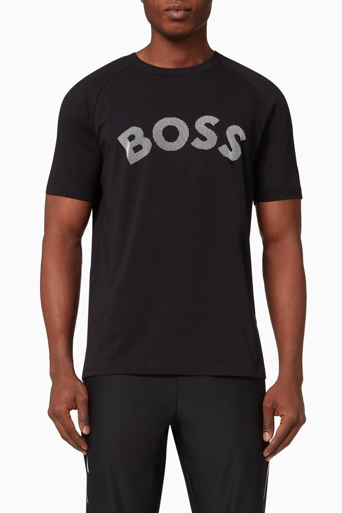 

Boss Logo T-shirt in Stretch Cotton, Black