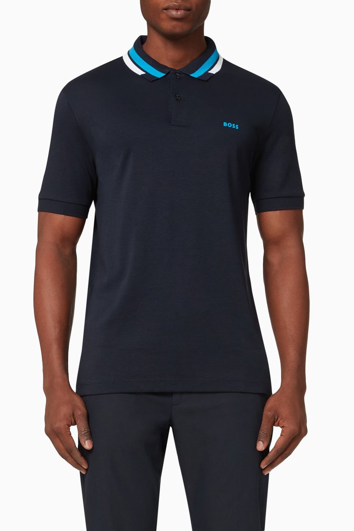 

Slim Polo Shirt in Cotton Piqué, Blue