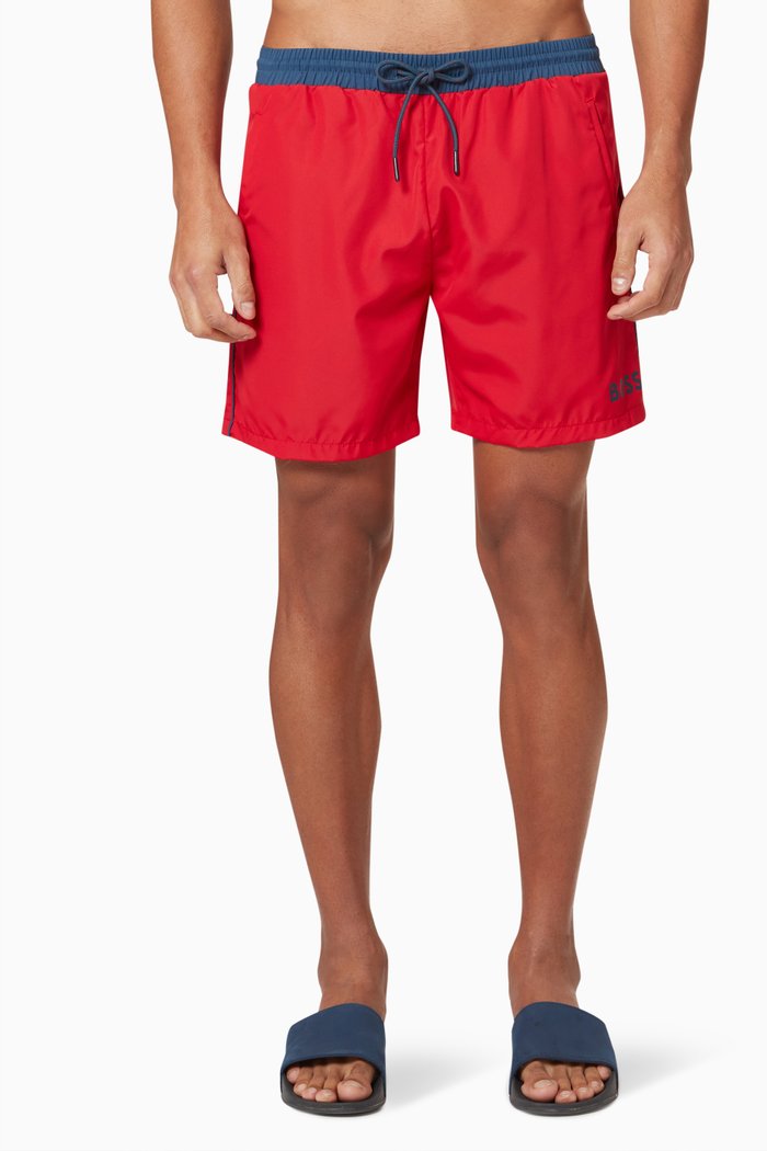 

Logo Swim Shorts in Recycled Material, Red