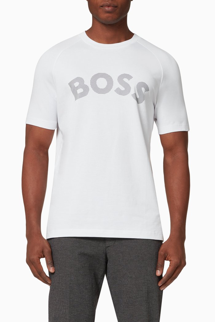 

Boss Logo T-shirt in Stretch Cotton, White