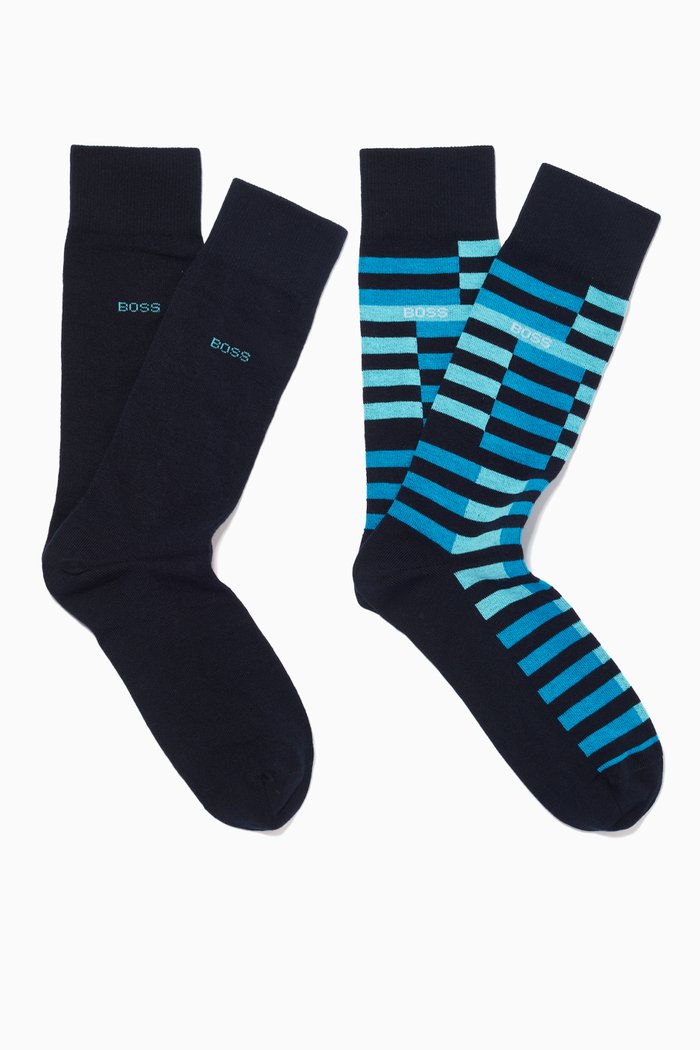 

Striped RS Socks, Set of 2, Blue