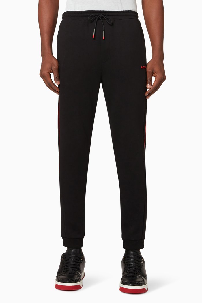 

Side Stripe Logo Sweatpants in Cotton Jersey, Black