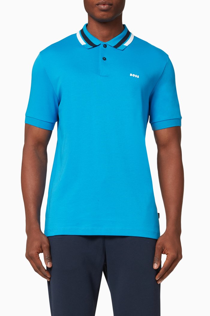 

Slim Polo Shirt in Cotton Piqué, Blue