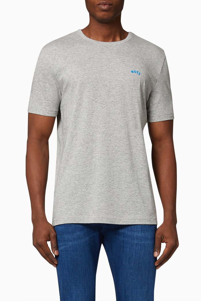 

Curved Logo T-Shirt in Cotton Jersey, Grey