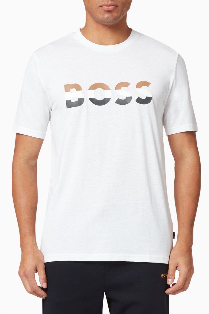

Logo Print T-Shirt in Cotton Blend, Neutral