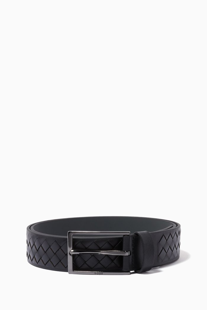 

Carmello Belt in Woven Leather, Black