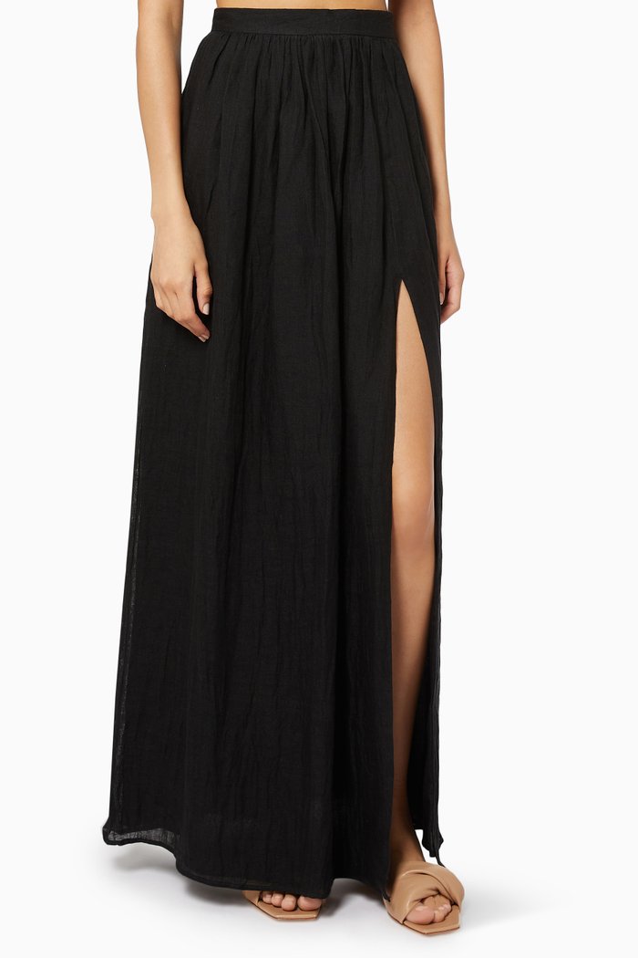 

Zoe Skirt in Linen, Black