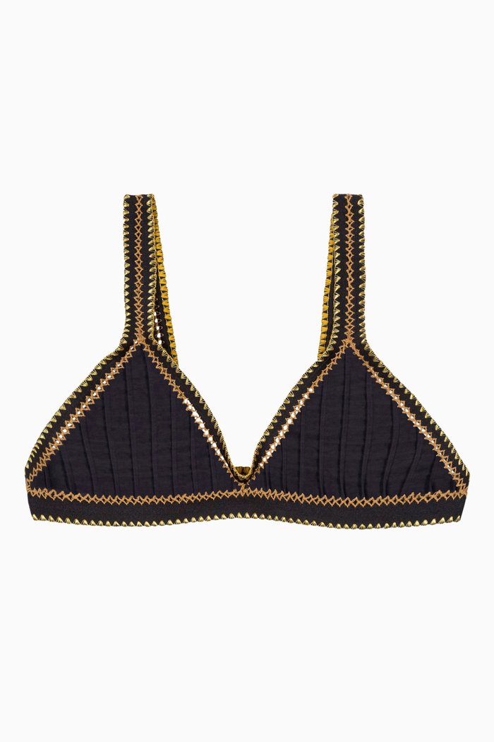

Private Show Tri Star Reversible Bikini Top, Black