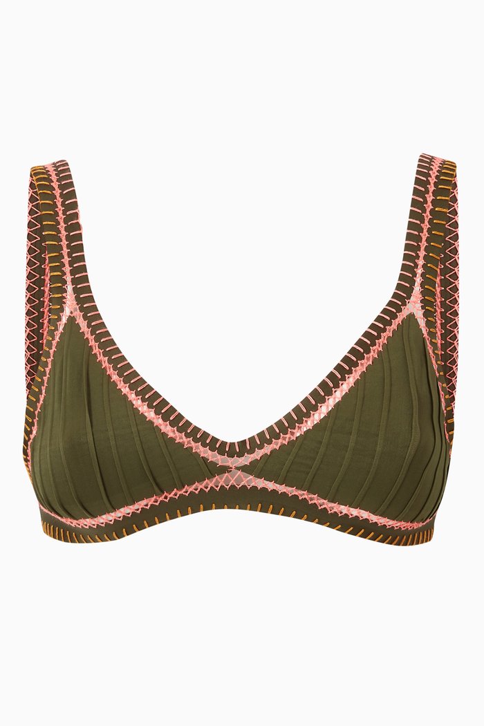 

Polaroid Tri Star Reversible Bikini Top, Brown