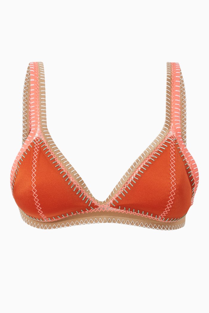 

Sunset Tie Up Reversible Bikini Top, Orange