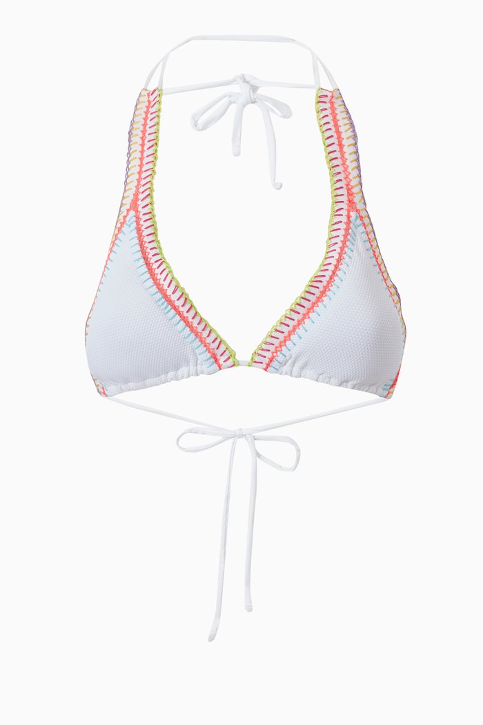 

Weekend Plunge Reversible Bikini Top, White