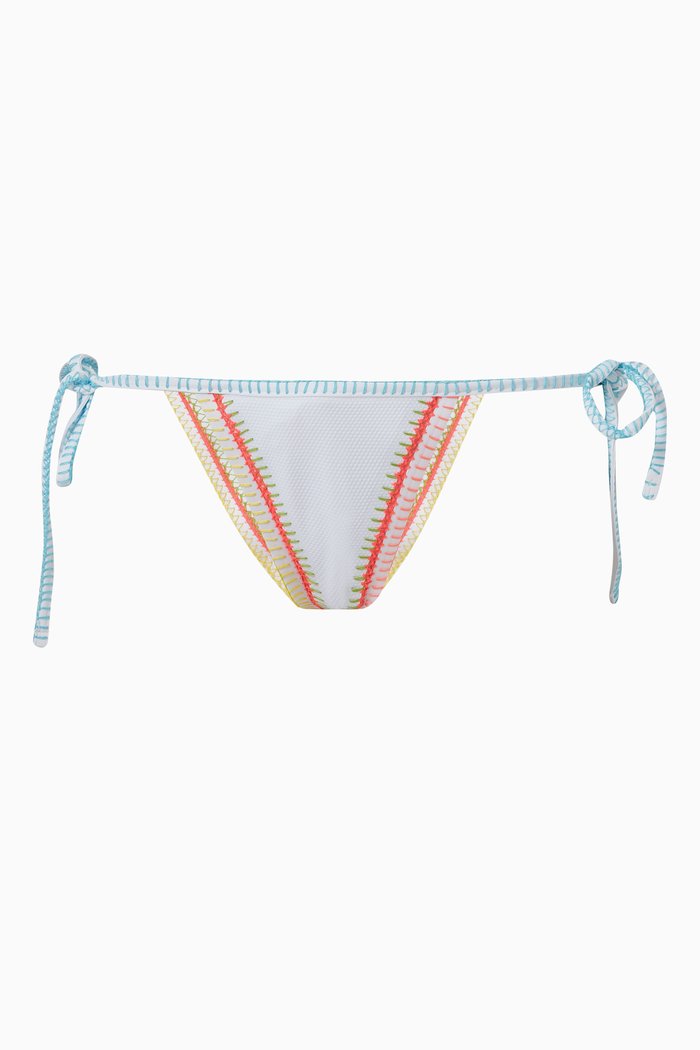 Weekend Side Tie Reversible Bikini Bottoms, White