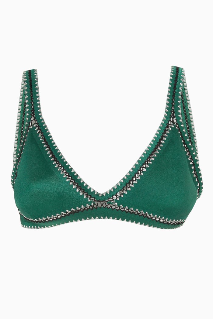 

Tie Up Bikini Top in Stretch Nylon, Green