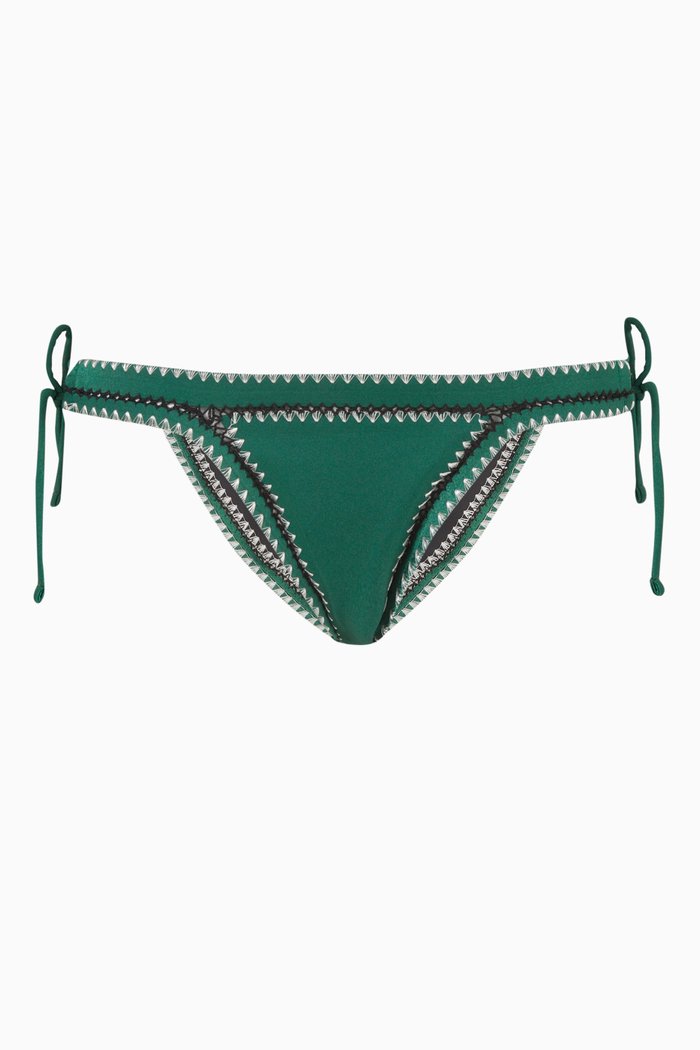 

Tie Up Bikini Bottom in Stretch Nylon, Green