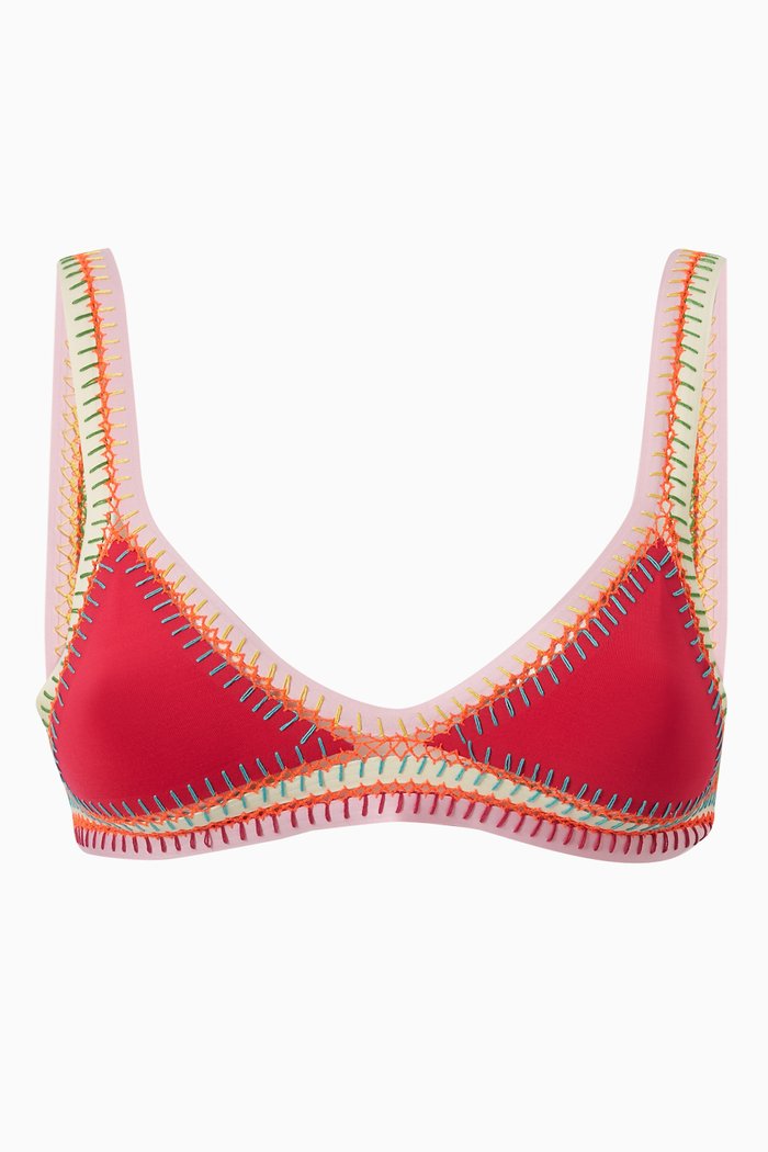 

Are You Mine Tri Star Reversible Bikini Top, Pink