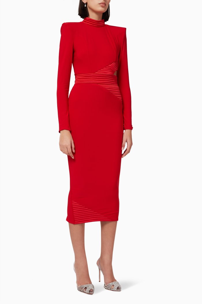 

Message to Love Midi Dress in Stretch Jersey, Red