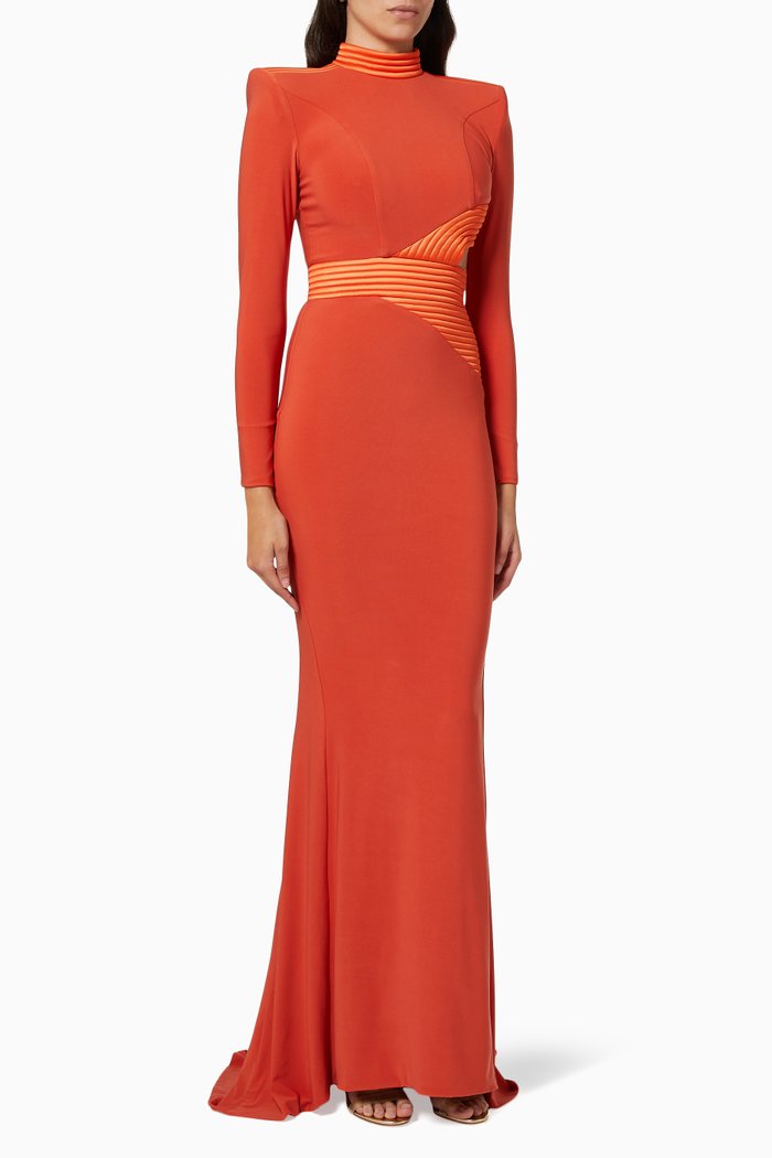 

Message to Love Gown in Stretch Jersey, Orange