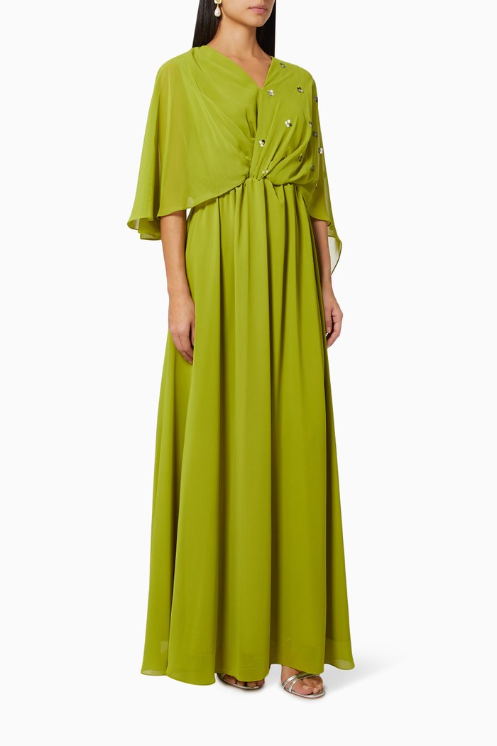 Kaftan Style Dress in Viscose, Green
