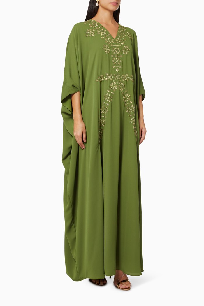

Classic Cut Kaftan in Viscose, Green
