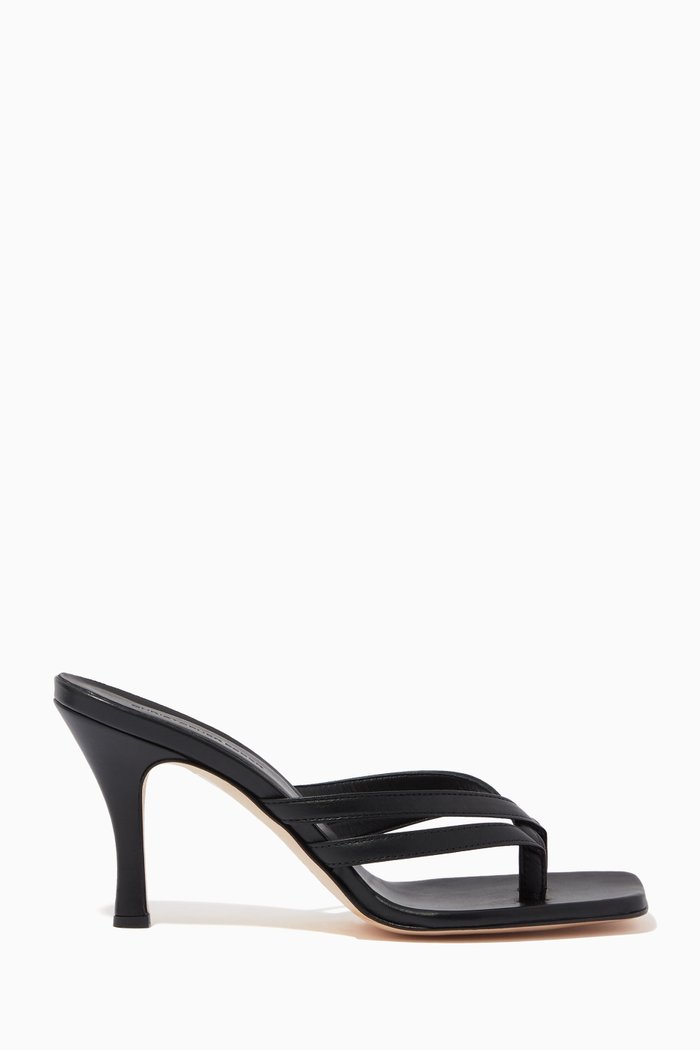 

Double Thong 80 Mules in Leather, Black