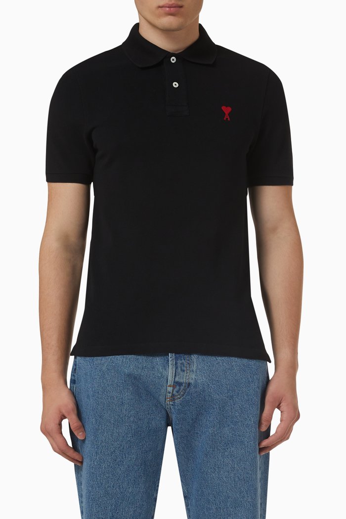 

Ami de Coeur Polo Shirt in Organic Cotton, Black