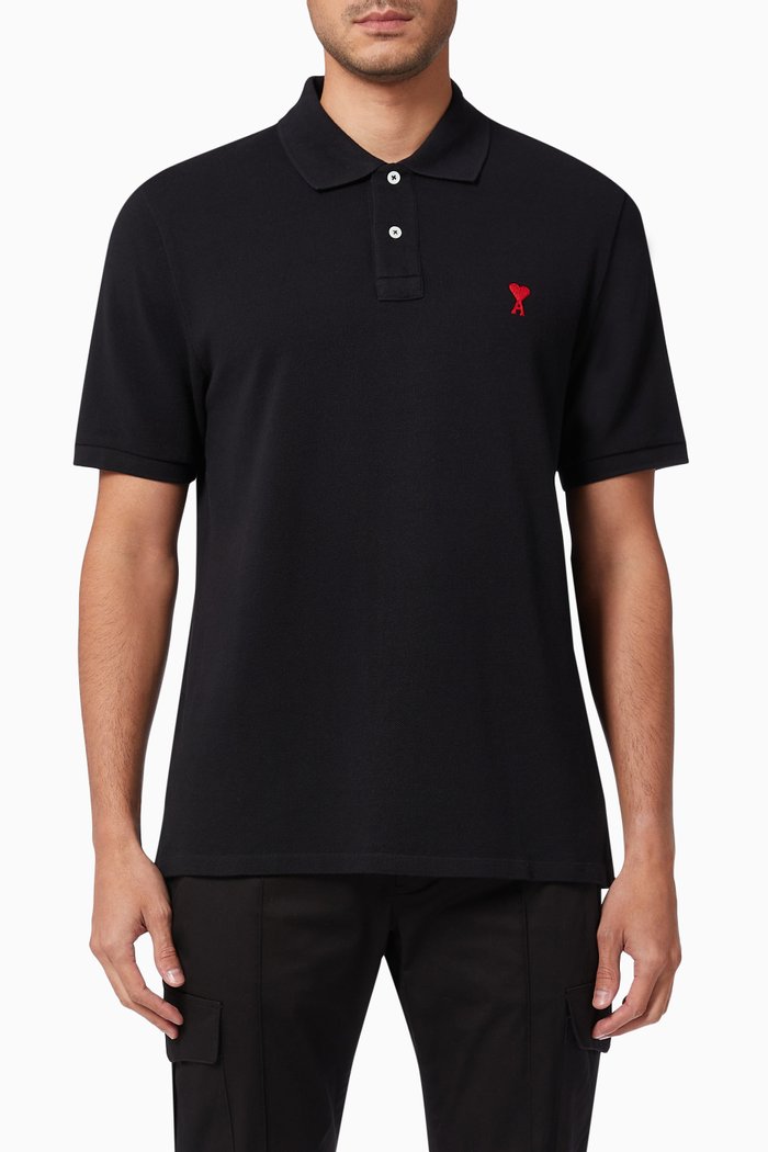 

Ami de Coeur Polo Shirt in Organic Cotton, Black