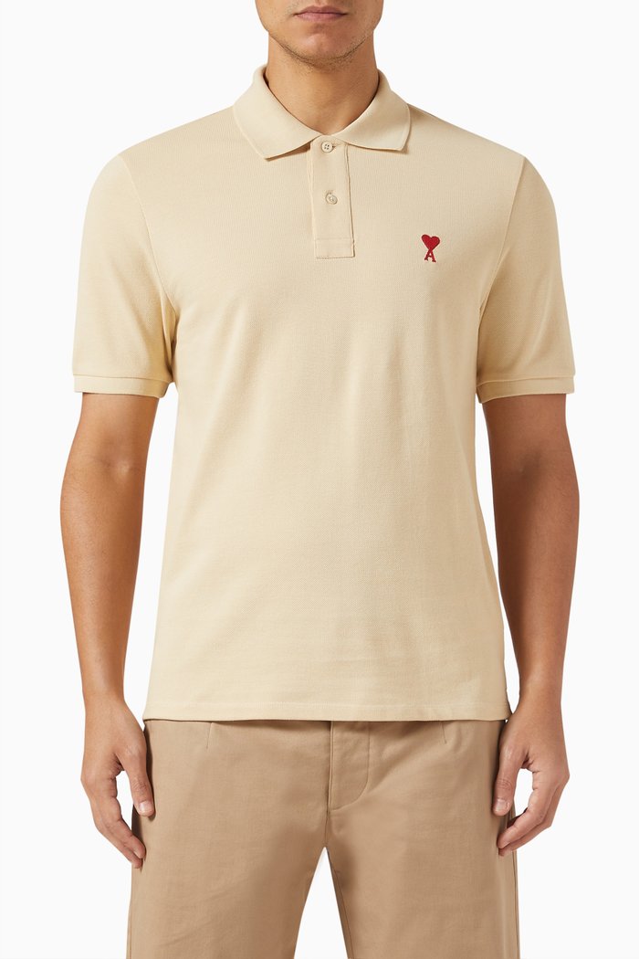 Ami De Coeur Polo Shirt in Organic Cotton Piqué, Neutral