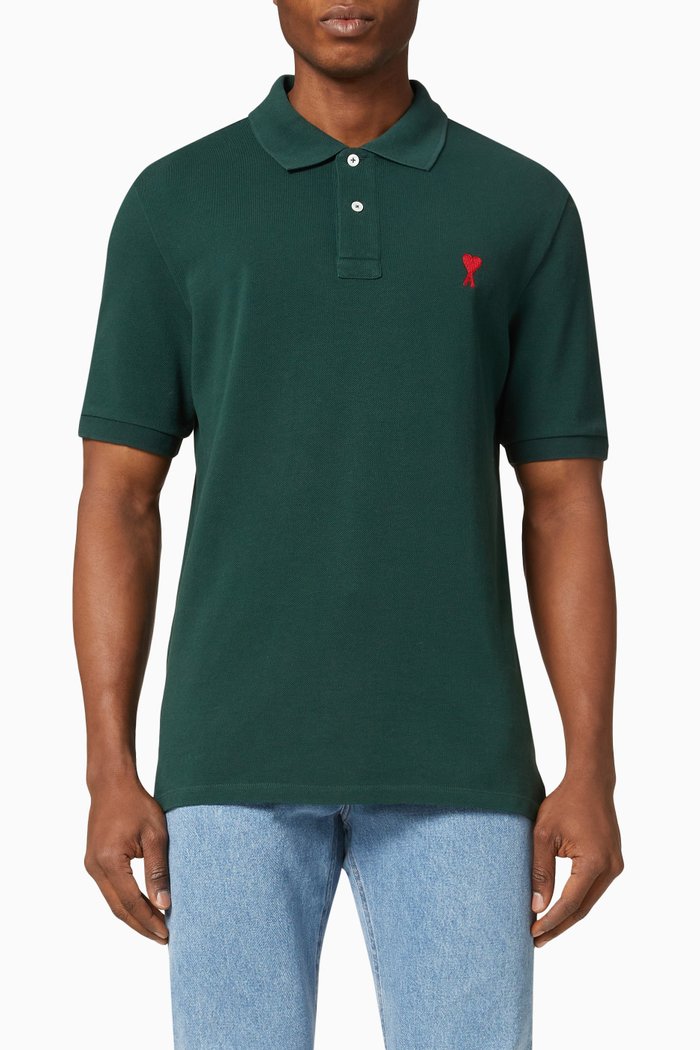 

Ami De Coeur Polo Shirt in Organic Cotton Piqué, Green