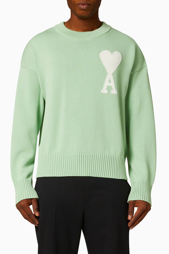 

Ami De Coeur Crewneck Sweater in Organic Cotton, Green