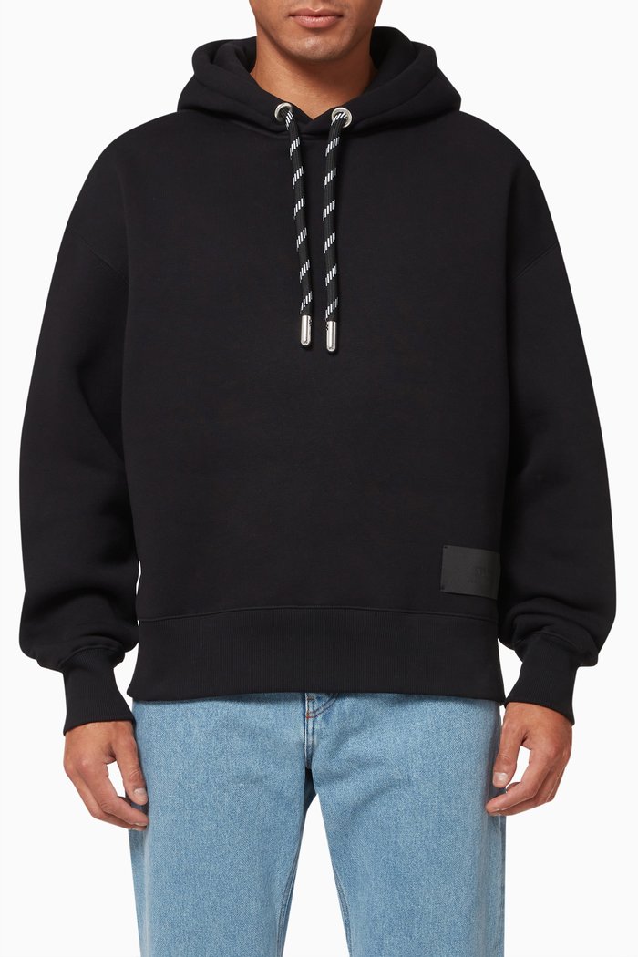 

Ami Satin Label Hoodie in Cotton Blend, Black