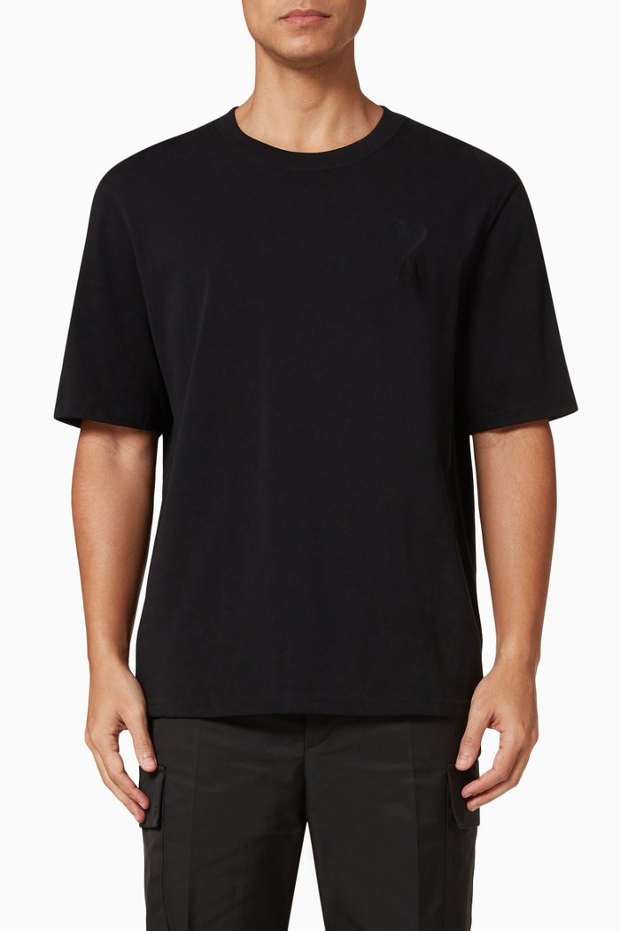 Ami de Coeur Logo T-shirt in Jersey, Black