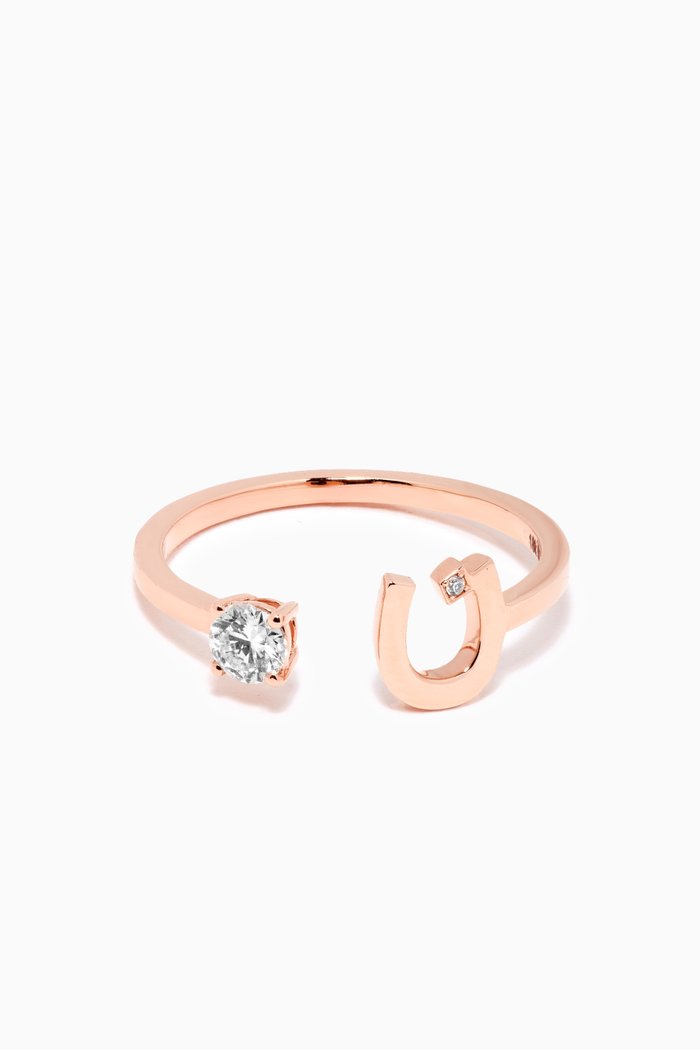 

"N" Glam Your Initial Ring with Diamonds in 18kt Rose Gold