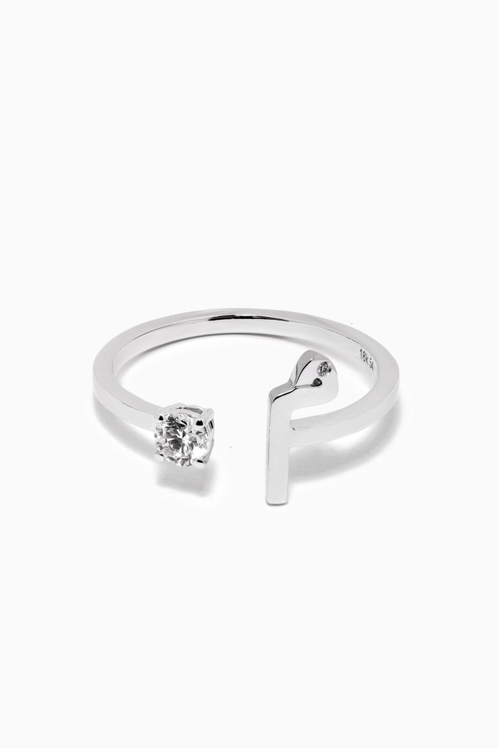 

"M" Glam Your Initial Ring with Diamonds in 18kt White Gold