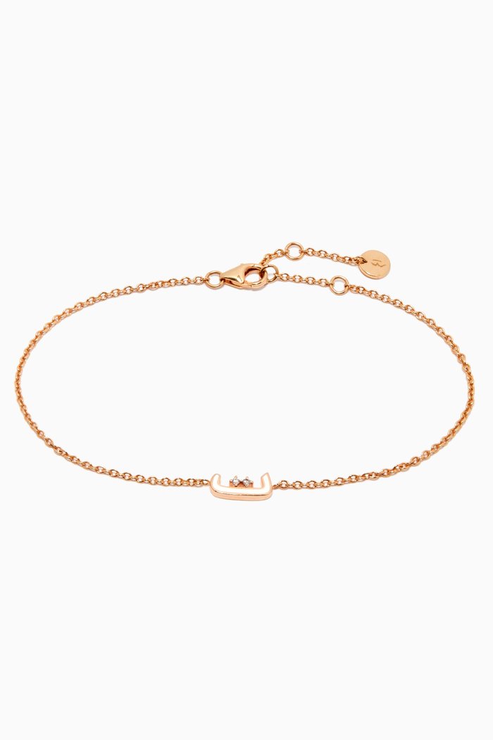 

"T" Letter Bracelet with Diamond & Enamel in 18kt Rose Gold