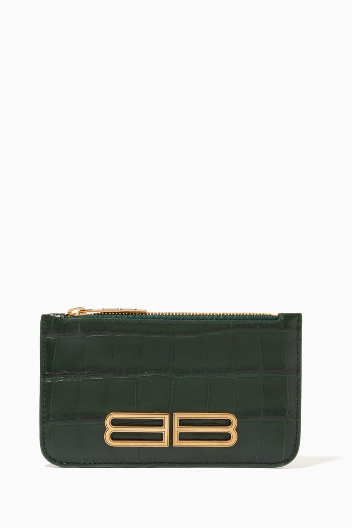 

Gossip Long Coin & Card Holder in Shiny Croc-embossed Calfskin, Green