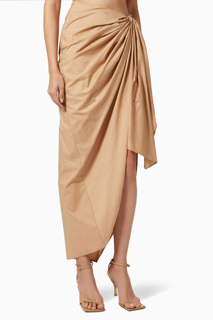 

Halima Wrap Skirt in Cotton, Neutral