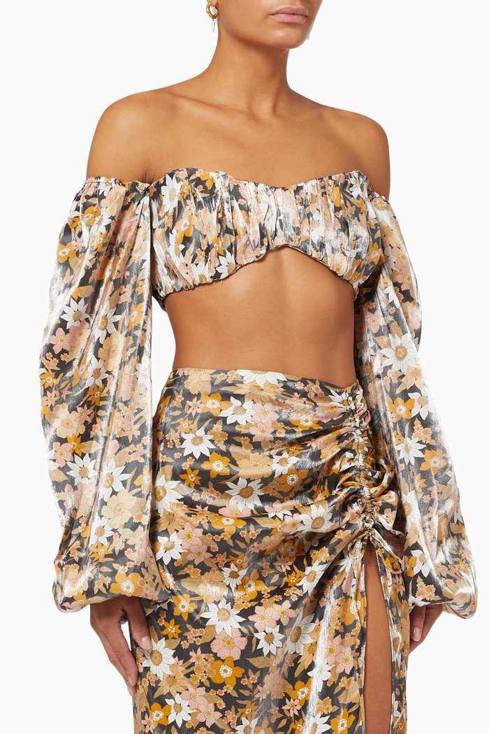 Paloma Long Sleeve Bralette in Rayon, Black