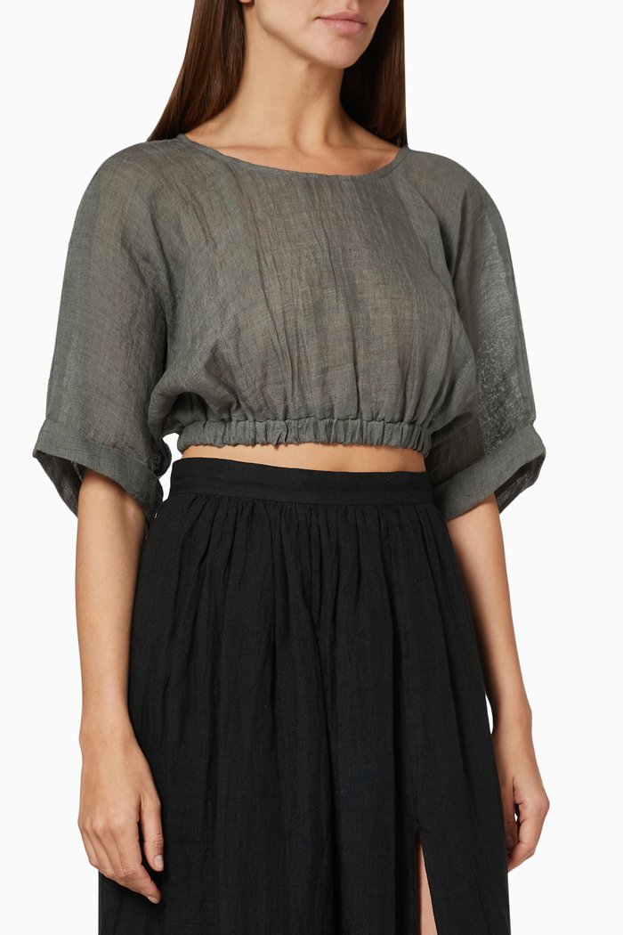 

Zoe Crop Top in Linen, Grey