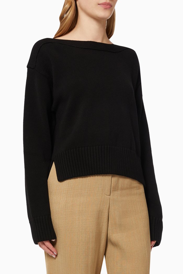 

Boat Neck Sweater Knit, Black