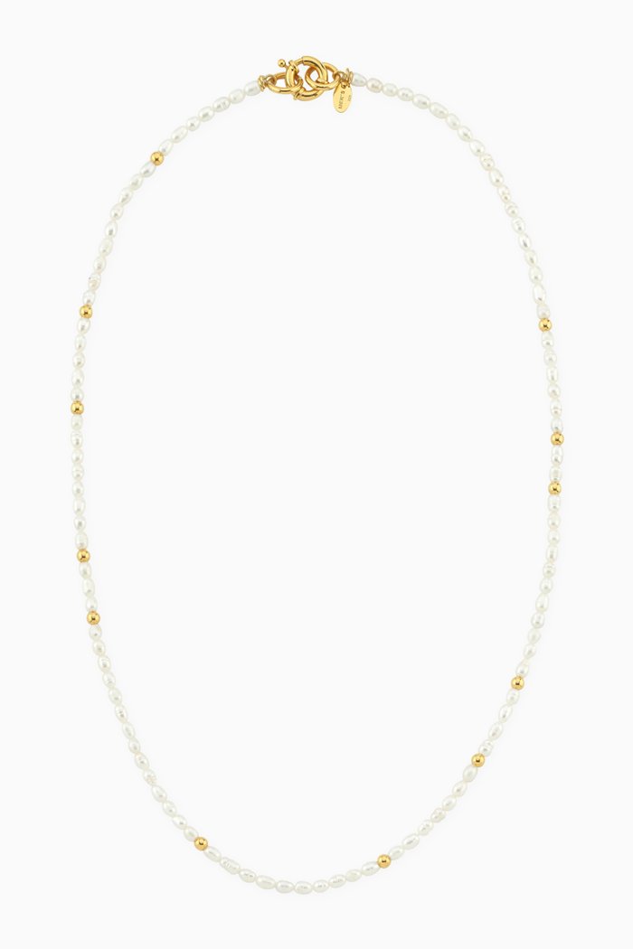 

Fairy Tale Pearl Necklace in 24kt Gold Plating, White